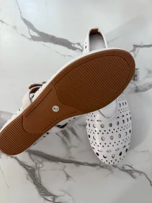 Women’s White Cutout Mary Jane Flat Shoes – Breathable Laser Cut Comfort Walking Shoes (EU 38 / US 7.5) thumbnail 2