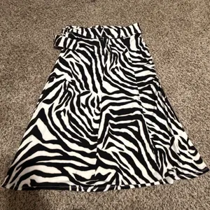 White House Black Market Zebra Print Belted Midi Skirt Black White Womens Medium thumbnail 5