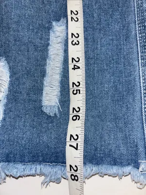 Dokotoo Brand Blue Distressed Denim Button Down Shacket Nwts Size Small thumbnail 12