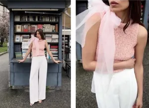 Zara tulle ribbon sleeveless sweater thumbnail 6