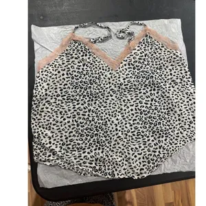 Victoria's Secret Leopard Print Lace Trim Camisole Top Gold Foil Dots Large thumbnail 2