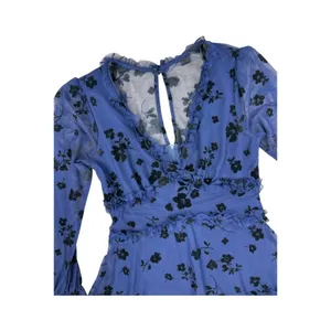 B. Darlin Long Sleeve Tiered Mini Dress Blue Floral Mesh Size 5/6 Homecoming thumbnail 3