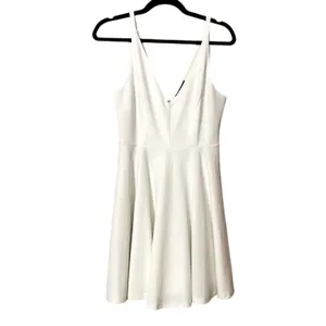 Lulus White V Neck Sleeveless Fit & Flare Mini Dress Womens M Bridal Prom Formal thumbnail 2