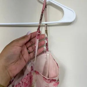 White Fox Boutique Pink Floral Mini Dress Medium Women thumbnail 6