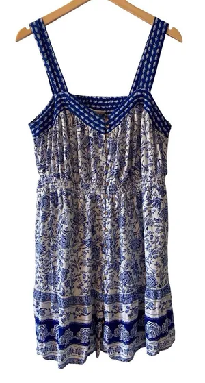 Knox Rose Blue White Toile Floral Sundress XL Like New Coastal thumbnail 1