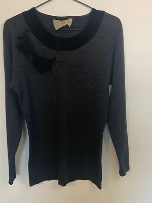Sergio Black Knit Sweater with Gold Trim Label thumbnail 1