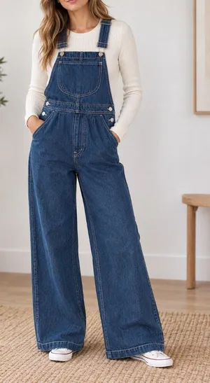 NWT Madewell Wide Leg Denim Overalls Dark Wash thumbnail 1