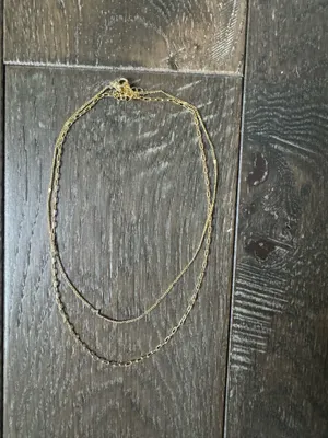 Target 14K Gold Plated Flat Beaded and Link Chain Duo Necklace - A New Day™ Gold: Nickel-Free, Lobster Clasp thumbnail 4