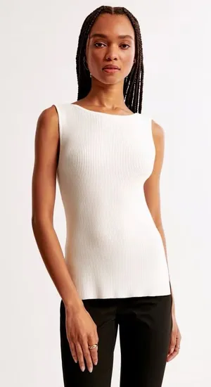 Abercrombie & Fitch Ribbed Knit Sweater Boat Neck Tank‎ Top thumbnail 1