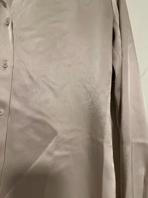 Babaton Women’s Long-Sleeve Satin Button-Up Shirt — Light Cream thumbnail 2