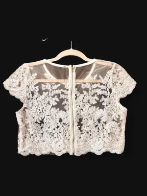 Ivory Boho Bridal Crop Top Wedding Lace Top thumbnail 5