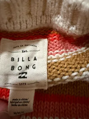 Billabong Multicolored Stripped, Boxy, Cropped Sweater in M thumbnail 4