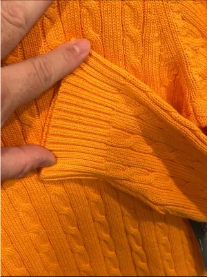 NWT Vtg Lauren Ralph Lauren Ladies Orange Crewneck Cable Knit Sweater Size Med thumbnail 5