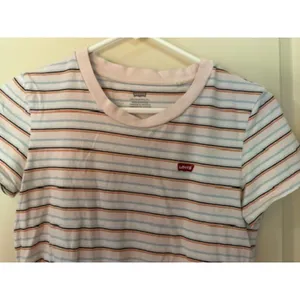 Levi's Sherbert Striped Babydoll Tee Shirt Women's Sz XS thumbnail 4