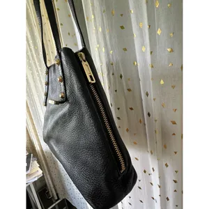 Juicy Couture Black Cow Hide Leather Orange Grove Winged Convertible Tote thumbnail 4