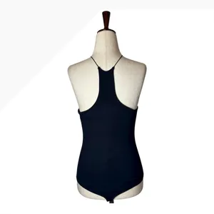 Alexander‎ Wang Black Halter Neck Racerback Bodysuit Size Small Cotton Blend thumbnail 4
