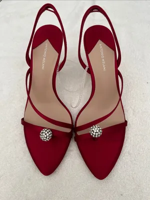 ANTONIO MELANI Red Crystal-Embellished Slingback Heel thumbnail 2