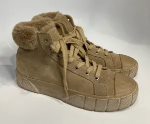 Zara faux fur‎ trimmed high top sneakers size 37 thumbnail 1