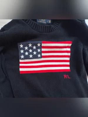 Polo Ralph Lauren American Flag Cotton Crewneck Sweater Navy S Preppy Americana thumbnail 9