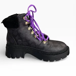 Coach Janel Boot Signature Canvas Black Hiking‎ Lug Sole C5879 Womens 5.5B Goth thumbnail 2