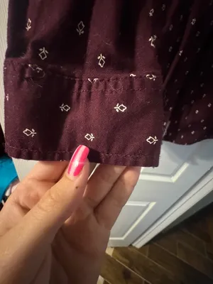 Burgundy Printed Button-Down Shirt with Chest Pockets thumbnail 2
