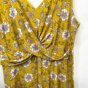 Candies XL‎ Mini Dress Yellow Floral Twist Front Sleeveless Preppy Boho 1039 thumbnail 6