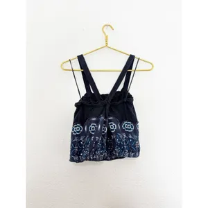 Free People Love Life Bubble Top Womens Size Medium Linen Blend Blue Boho thumbnail 13