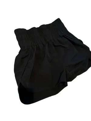Zenana Outfitters Black Elastic-Waist Athletic Ruffle Shorts thumbnail 4