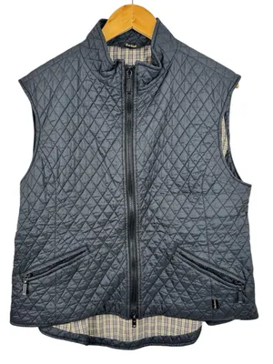 Barbour Navy Quilted Gilet Vest Size 14 Flyweight Diamond Quilt Tailored Class thumbnail 1