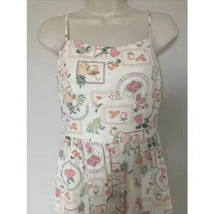 Cynthia Rowley fruit floral sundress midi tiered spaghetti straps S pockets thumbnail 2