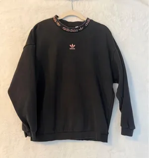 Adidas Originals Mock Neck Sweatshirt Black Pink Branded Collar GM1102 Womens S‎ thumbnail 1