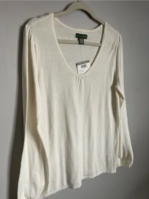 MOUNTAIN LAKE | Cream Long Sleeve Scoop Neck Sweater Sz M thumbnail 3
