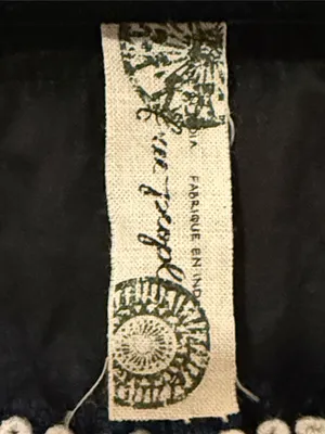 Free People Black Mini Dress with White Embroidered Trim thumbnail 3