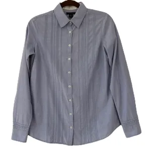 Tommy‎ Hilfiger Women’s Size 6 Blue Pintucked Button Down Shirt Blouse Cotton thumbnail 1
