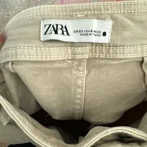 Zara Marine Straight Wide Leg Jeans Sz 0 Tan Beige High Rise Stretch thumbnail 10