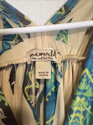 One world Petite Large Sleeveless Boho Printed Maxi Dress - Green/Blue thumbnail 2