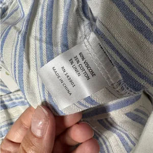 Coco Carmen Blue White Striped Wide Leg Pants L XL Coastal Linen Blend NWT thumbnail 9