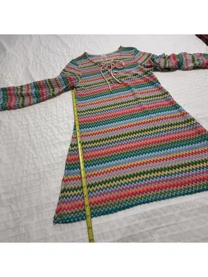 PQ Swim Ziggy Noah Coverup Tunic Chevron Rainbow Bell Sleeves XS / S Multicolor thumbnail 5