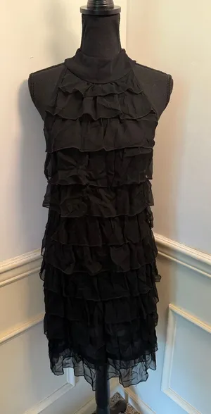 Y2K Esprit 100% Silk Halter Tank Top Dress Tiered Minimalist Capsule thumbnail 1