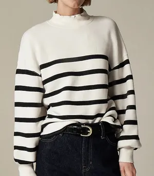 J Crew Heritage terry mockneck sweatshirt in stripe thumbnail 1