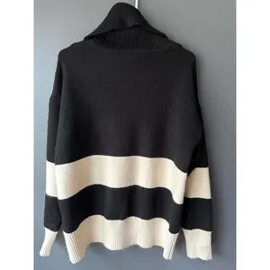 Sanctuary Black and Cream Cowl Neck Sweater with Half-Zip thumbnail 3