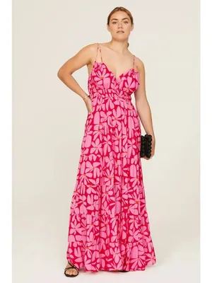 Hutch Swing Maxi Dress in Pink Red Medium Womens Long floral gown thumbnail 14