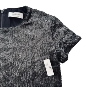 Bailey 44 Top Celebration Black Sequined Crewneck Short Sleeve Top XS NEW thumbnail 11