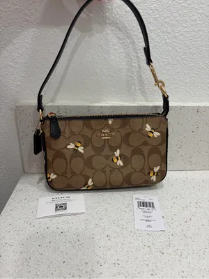Coach Brown Bee Print Signature Nolita 19 Gold Hardware Small Designer EUC thumbnail 4