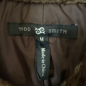Todd Smith Brown Button Down Faux Fur Collar Vest thumbnail 3