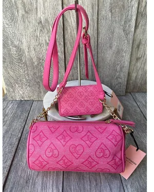 Juicy Couture | Pink Heart Logo Crossbody Bag & Card Holder Set thumbnail 3