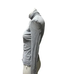Intimately Free People Top Womens M Gray Sheer Mesh Turtleneck Long Sleeve thumbnail 4