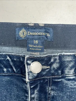 Democracy Size 16 Blue Denim “Ab” Solution High Rise Raw Hem Boyfriend Jeans thumbnail 3