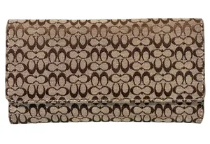 Coach Brown Fabric Signature C Long Snap Closure Wallet thumbnail 1