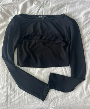 Motel Rocks Black Long Sleeve Top With Cut Out thumbnail 1